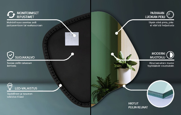 Onregelmatige spiegel met led 68x67 cm