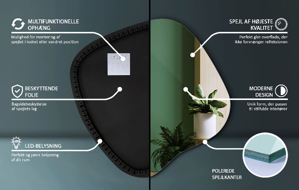 Onregelmatige spiegel met led 77x77 cm