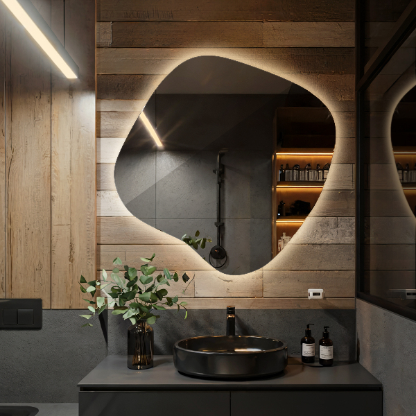 Onregelmatige spiegel met led 77x77 cm