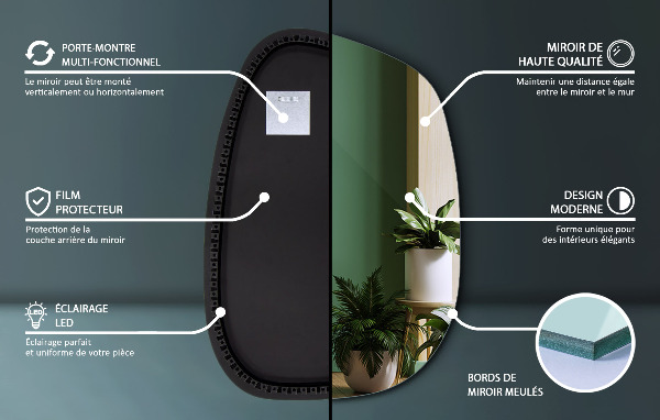 Spiegel organisch met licht 55x38 cm