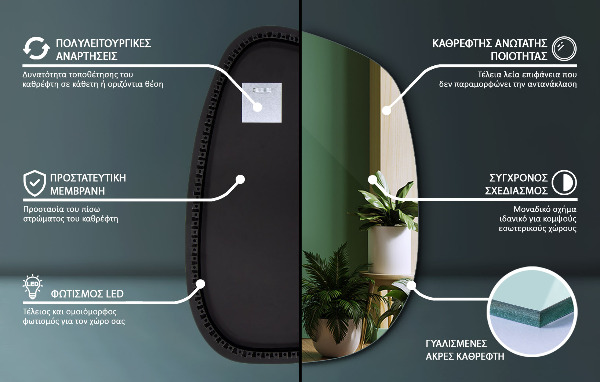 Spiegel organisch met licht 55x38 cm