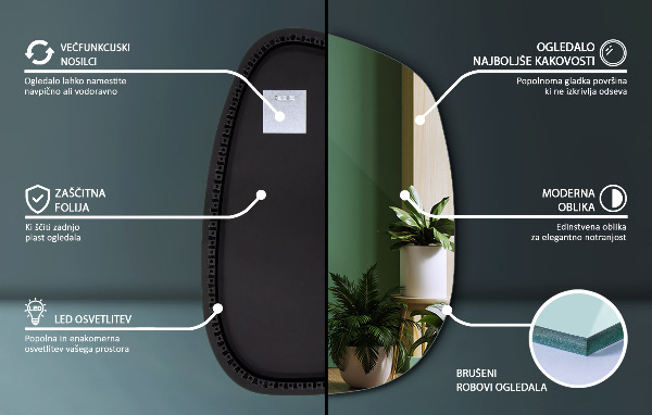 Led spiegel organische vorm 79x57 cm