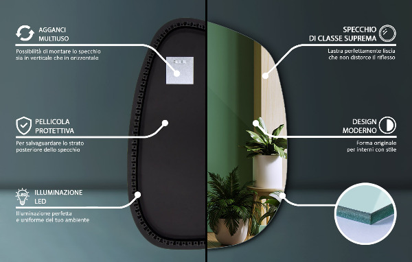 Led spiegel organische vorm 79x57 cm