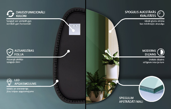 Led spiegel organische vorm 79x57 cm