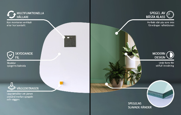 Asymmetrische spiegel vlek 55x38 cm