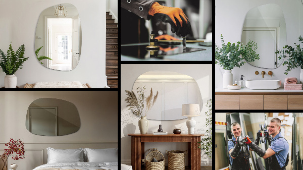 Asymmetrische spiegel vlek 55x38 cm