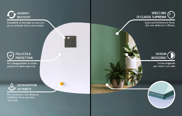 Asymmetrische spiegel vlek 68x47 cm