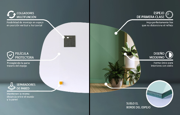 Asymmetrische spiegel vlek 79x57 cm