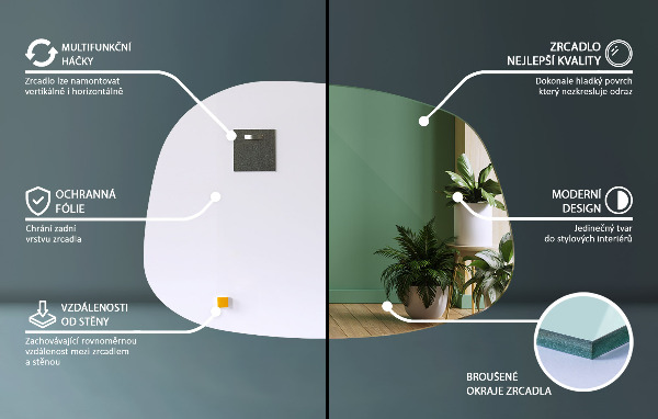Asymmetrische spiegel vlek 79x57 cm