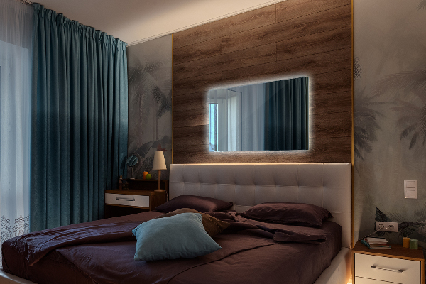 Rechthoekige spiegel met LED-achtergrondverlichting 100x70 cm