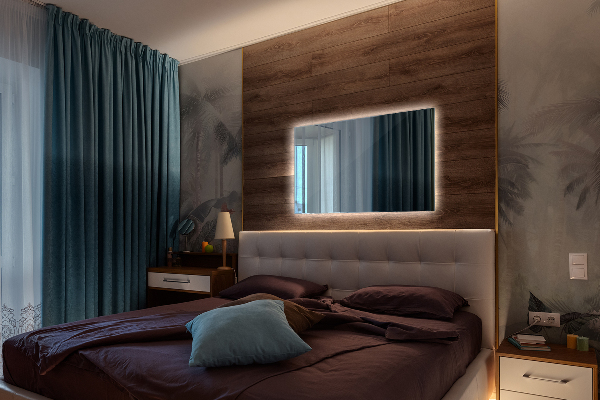 Rechthoekige spiegel met LED-achtergrondverlichting 60x40 cm