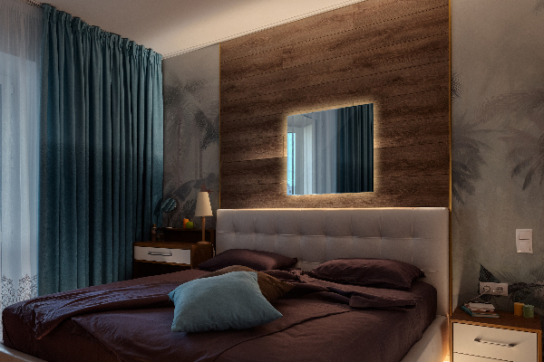 Rechthoekige badkamerspiegel met LED-achtergrondverlichting 50x50 cm