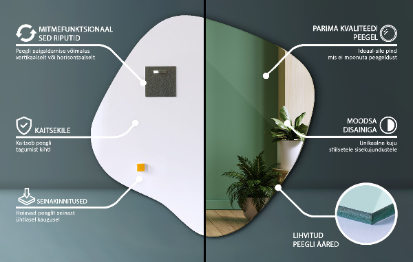 Spiegel asymmetrische spetter origineel 48x48 cm