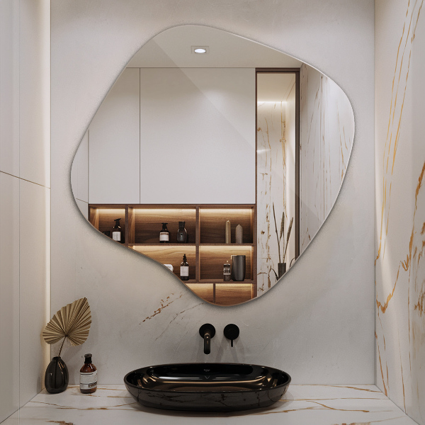 Spiegel asymmetrische spetter origineel 58x59 cm