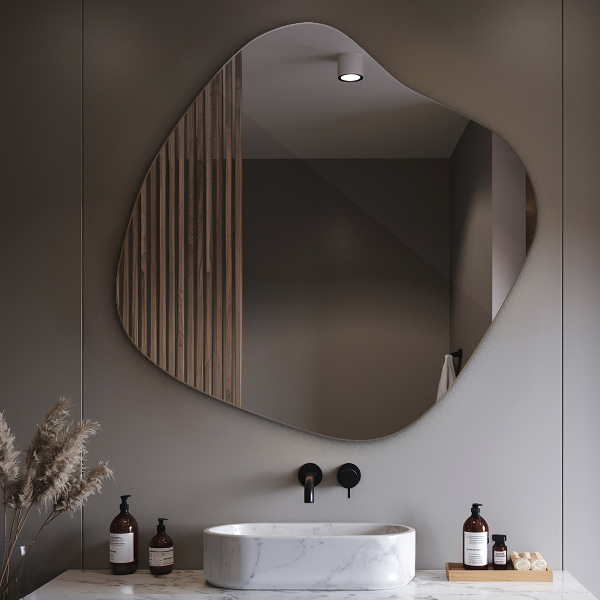 Spiegel asymmetrische spetter origineel 68x67 cm