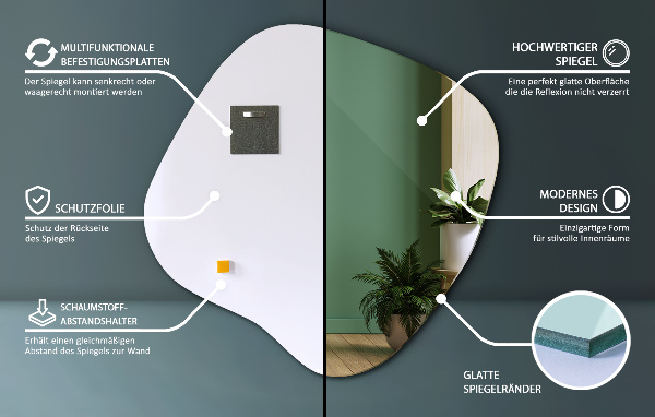 Spiegel asymmetrische spetter origineel 77x77 cm