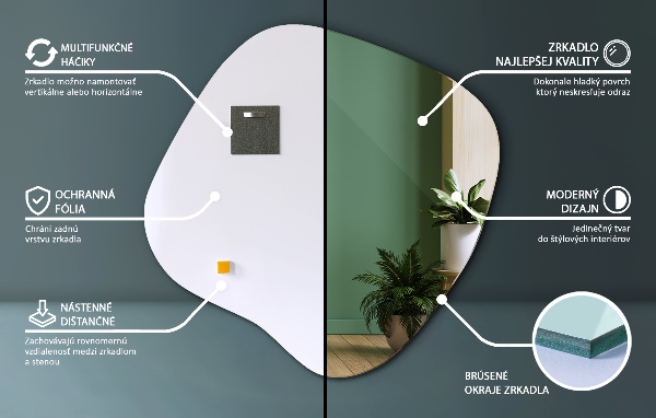 Spiegel asymmetrische spetter origineel 77x77 cm