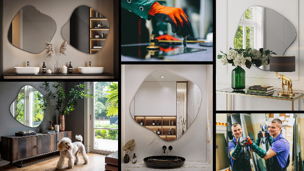 Spiegel asymmetrische spetter origineel 77x77 cm