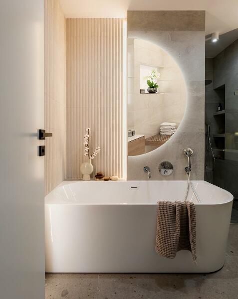 Halfronde spiegel met verlichting 30x60 cm