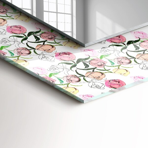 Spiegel met decoratie Bloemmotieven