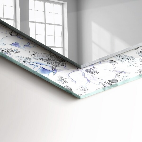 Spiegel lijst met print Bloemen en bladeren