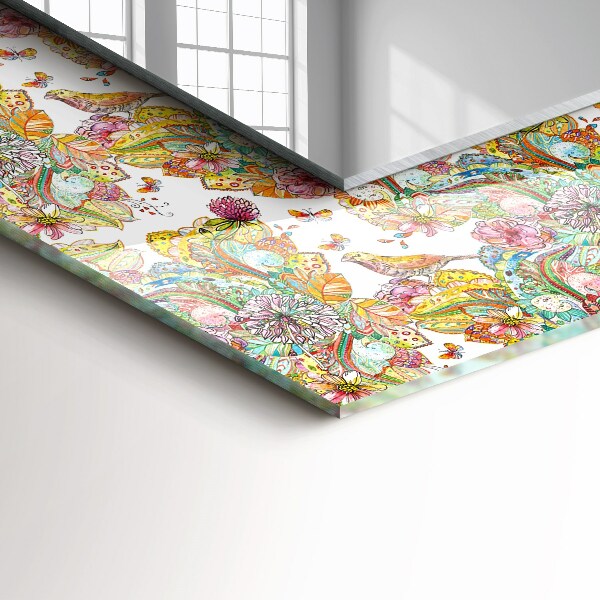 Spiegel met bedrukte lijst Kleurrijke vlinderbloemen