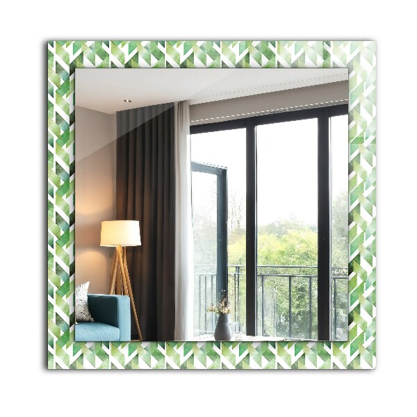 Spiegel met print Groen geometrisch patroon