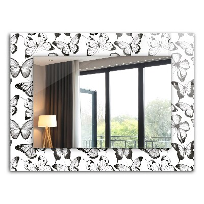 Wandspiegel decoratieve print Zwart-witte vlinders