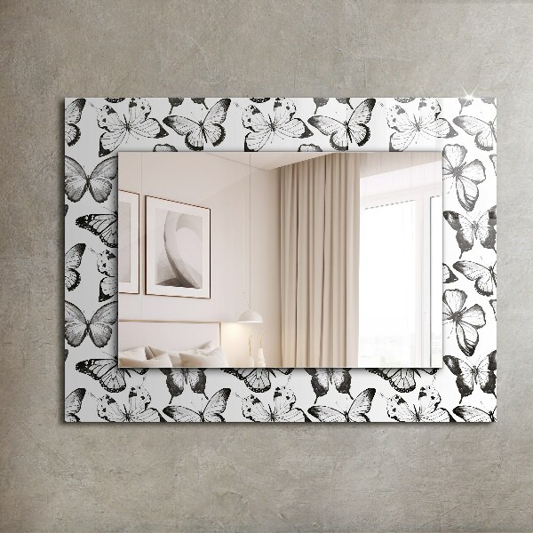 Wandspiegel decoratieve print Zwart-witte vlinders