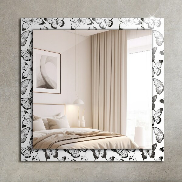 Wandspiegel decoratieve print Zwart-witte vlinders