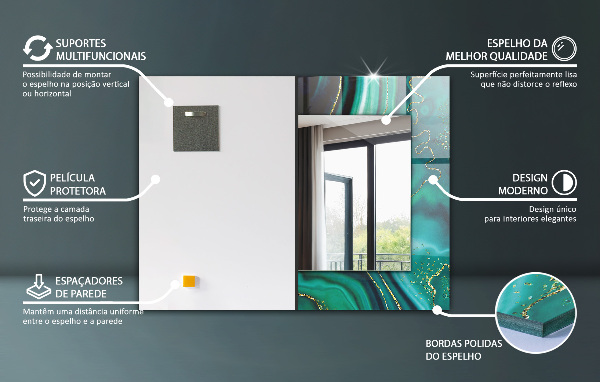 Spiegel lijst met print Gekleurde golvende bladeren