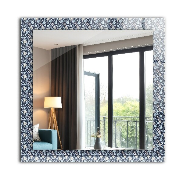 Wandspiegel decoratieve print Blauw bloemontwerp