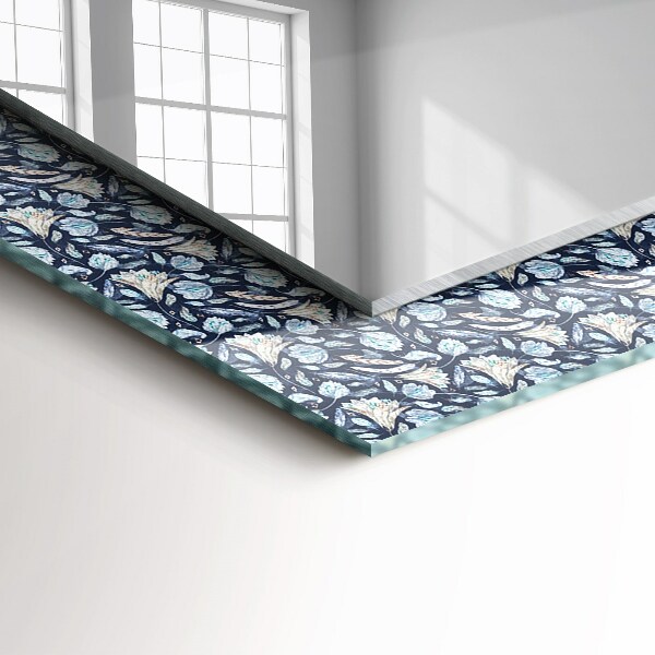 Wandspiegel decoratieve print Blauw bloemontwerp