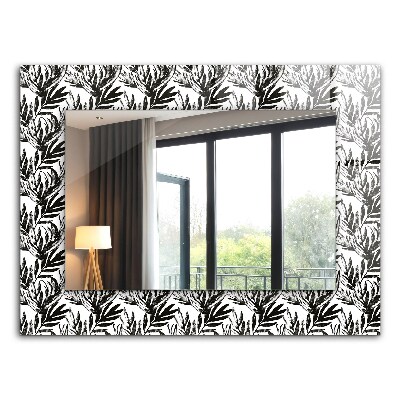 Wandspiegel decoratieve print Zwart-witte bladeren