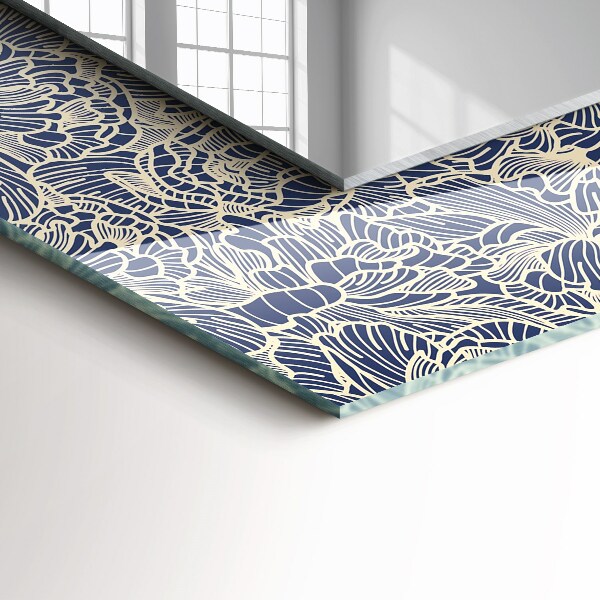 Spiegel met bedrukte lijst Bloemenpatroon op stof