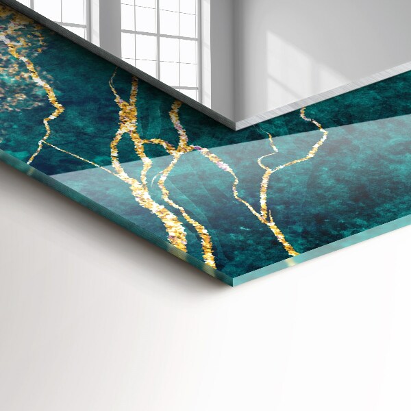 Spiegel met bedrukte lijst Groen marmer