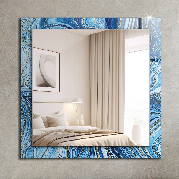 Wandspiegel met print Blauw abstract patroon