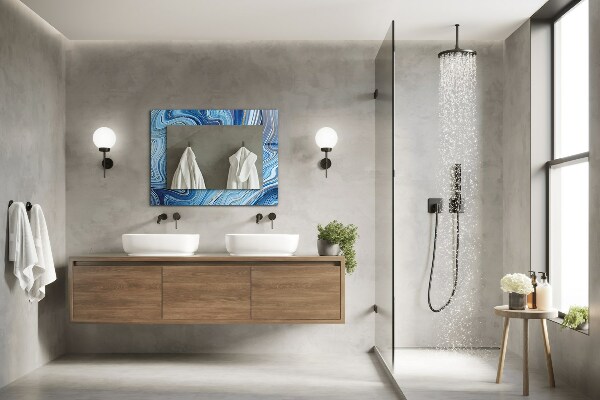 Wandspiegel met print Blauw abstract patroon