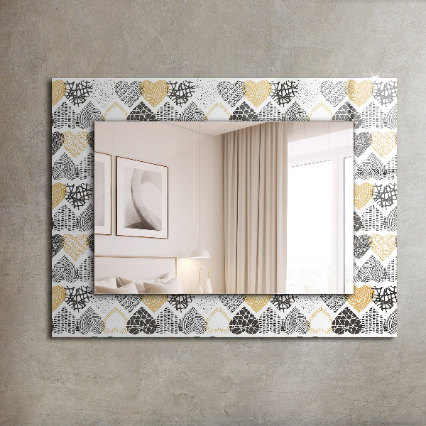 Spiegel lijst met print Gekleurde harten