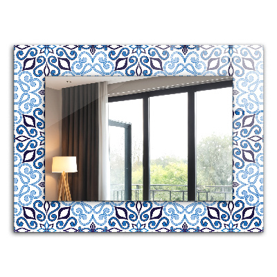Wandspiegel decoratieve print Blauw siermotief