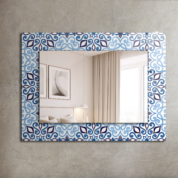 Wandspiegel decoratieve print Blauw siermotief