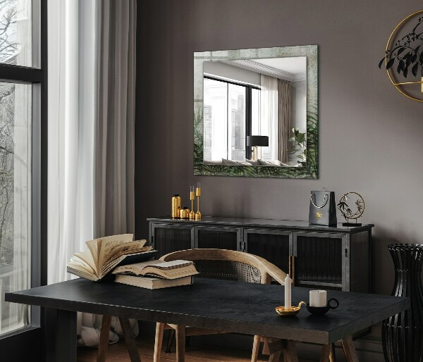 Bedrukte spiegel Groene varenbladeren