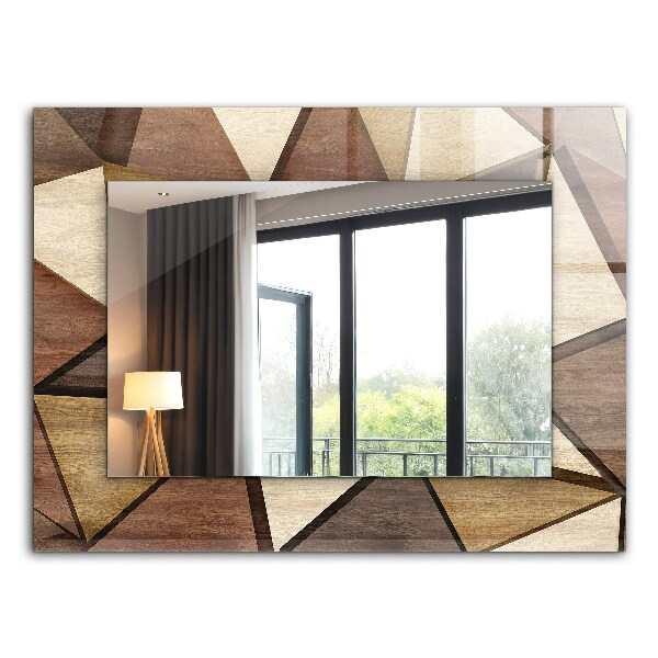 Spiegel met print Geometrische patronen in hout