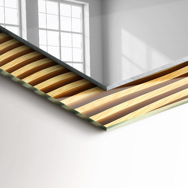 Wandspiegel met print Golven in hout