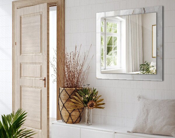 Spiegel met bedrukte lijst Witte marmer motieven