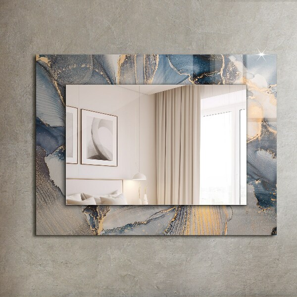 Spiegel met decoratie Blauwe abstracte kunst