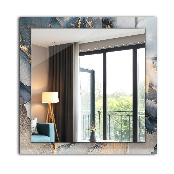 Spiegel met decoratie Blauwe abstracte kunst