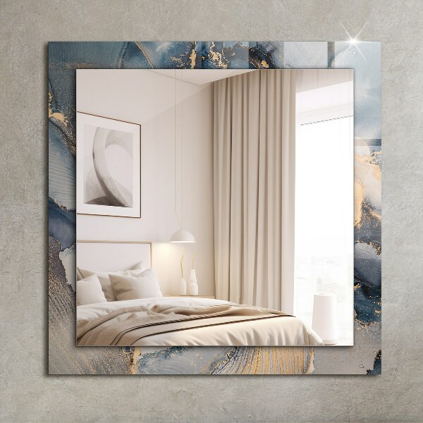 Spiegel met decoratie Blauwe abstracte kunst