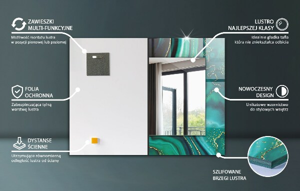 Wandspiegel met print Witte marmer ontwerpen