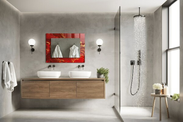 Wandspiegel met print Abstracte rode verf